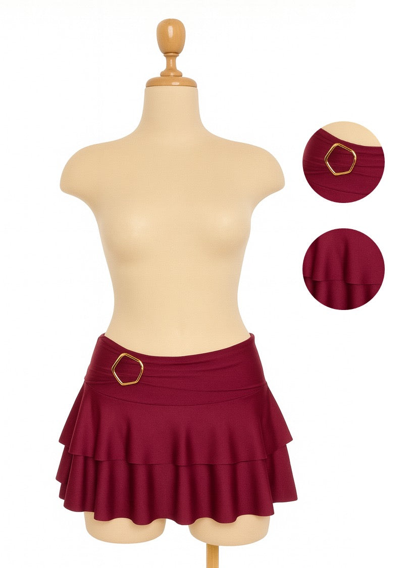 Falda para mujer de suplex color borgoña– modelo Boho mini skirt 