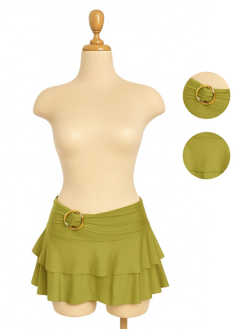 Falda para mujer de suplex color pistacho– modelo Boho mini skirt