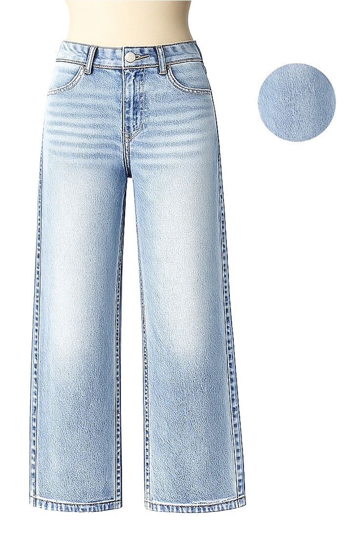 Jean baggy tiro medio para mujer en light blue wash – piernas amplias, diseño relaxed fit, tela resistente con acabado ligeramente desgastado; modelo casual ideal para uso diario All Fit