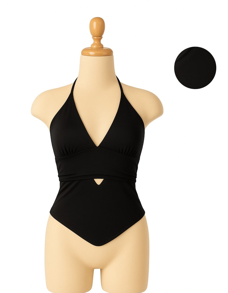 Top para mujer de suplex color negro – modelo Venus sin mangas y con cuello en V