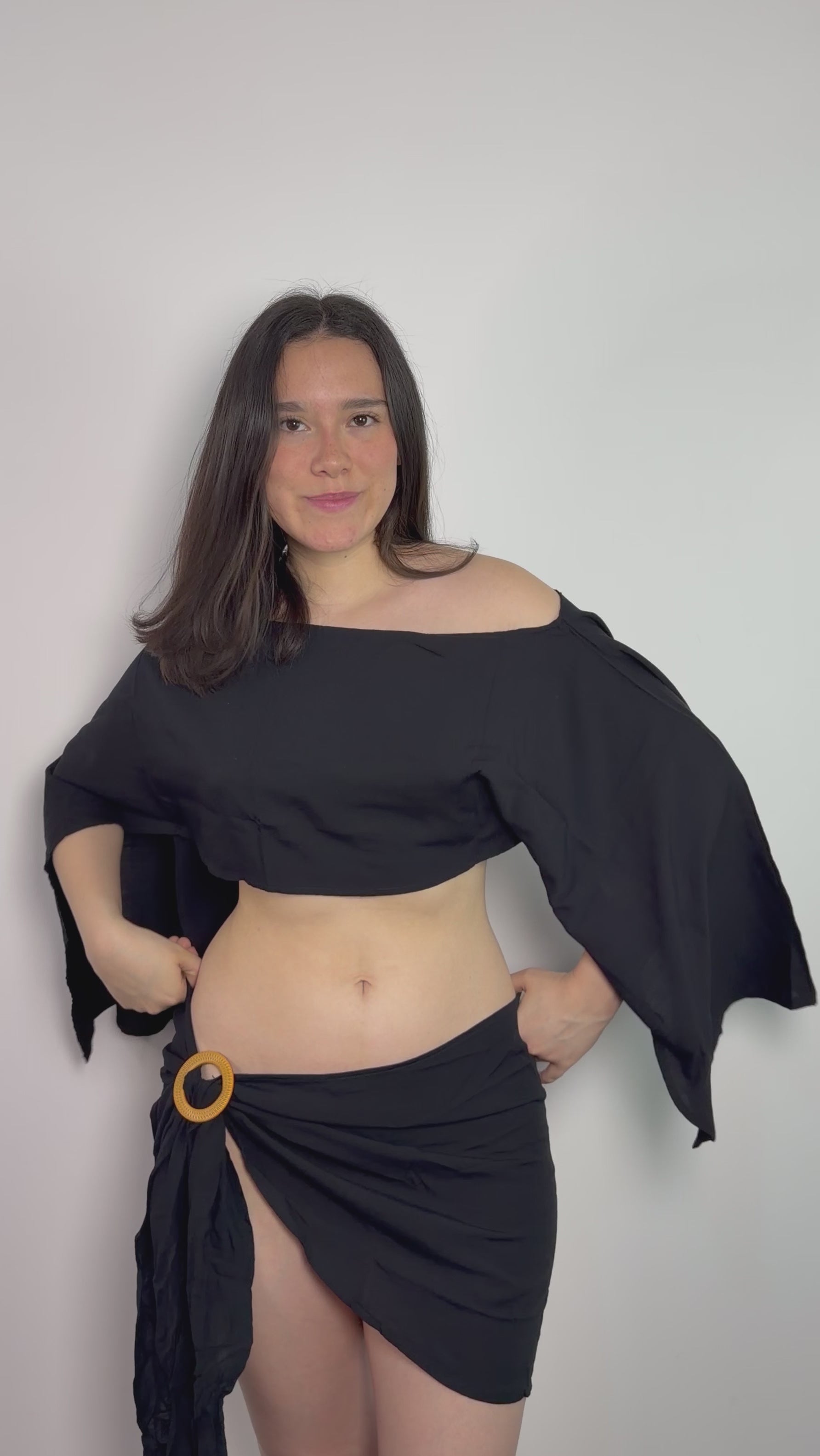 Set de lino para mujer color negro – conjunto de 2 piezas con top corto sin mangas - Miranda Summer Set